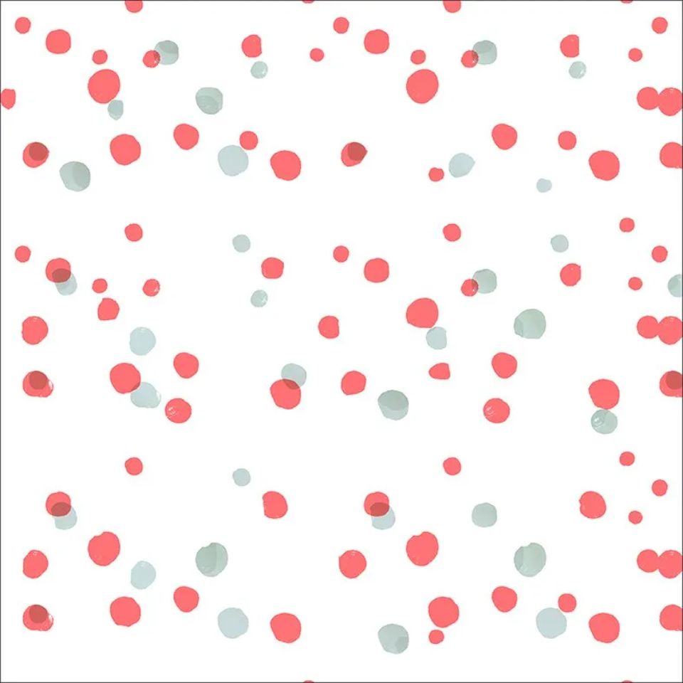 tablecloth with red and grey polka dots on a white background