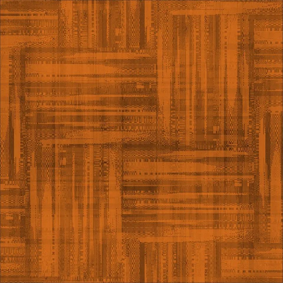 orange and grey tablecloth with abstract pattern