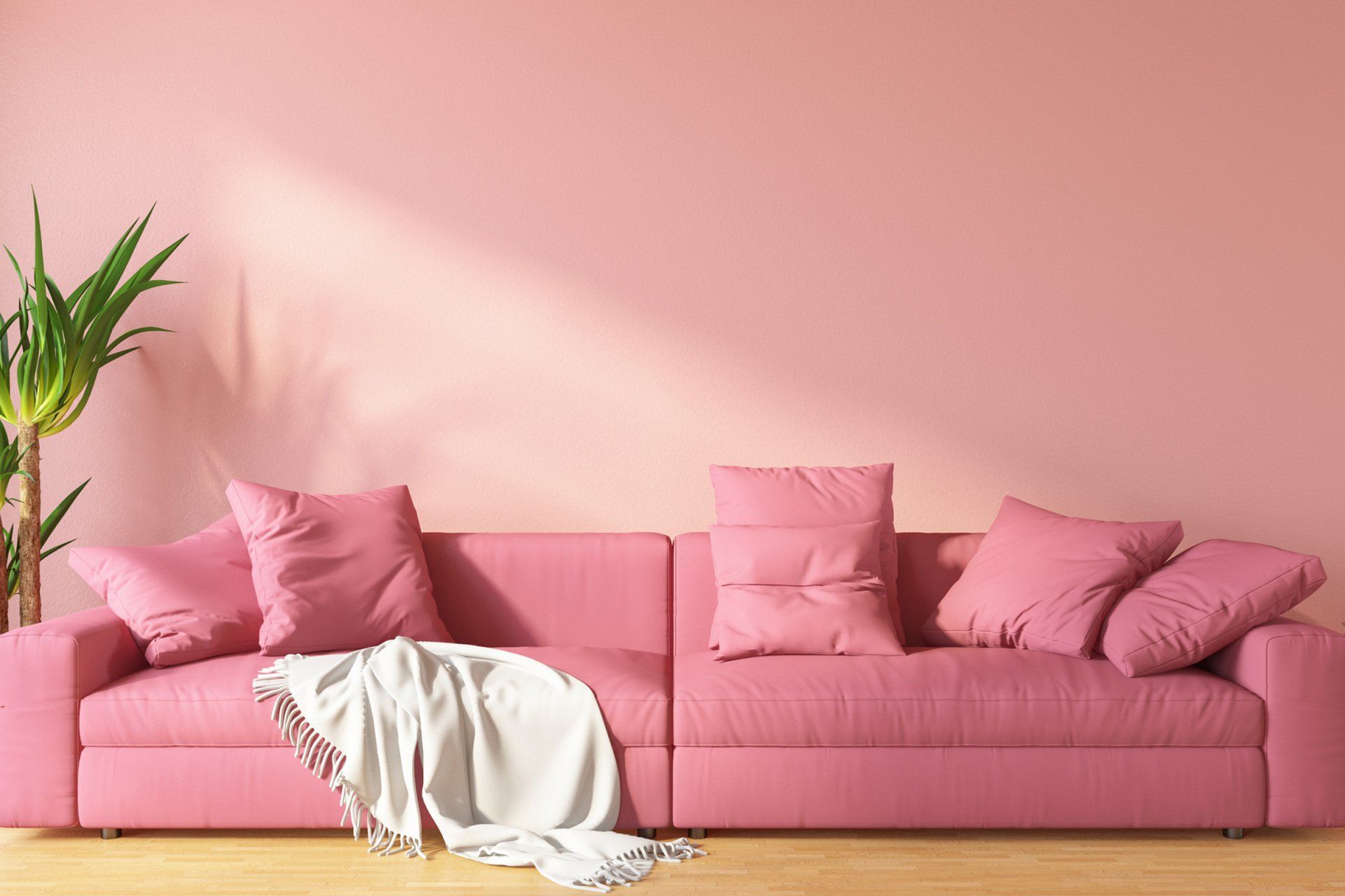 Clean Pink Living Room With Sofa - West Yarmouth, MA - Cape Custom Painting