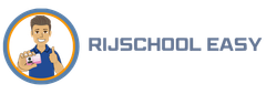Het logo van rijschool easy toont een man met een rijbewijs.