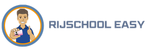 Het logo van rijschool easy toont een man met een rijbewijs.