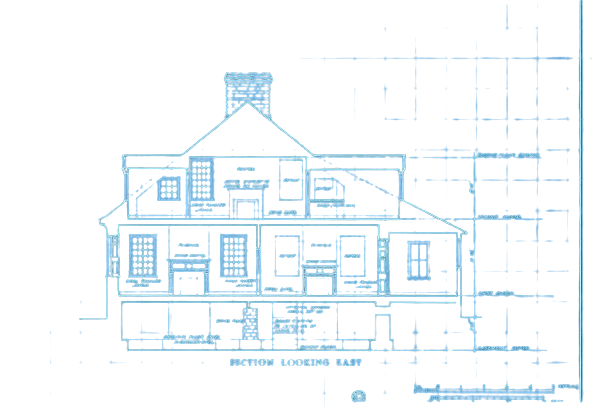 A blueprint of a house showing the section living room