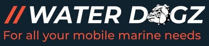 Water Dogz logo with orange and white text and tagline &ldquo;For all your mobile marine needs&rdquo;