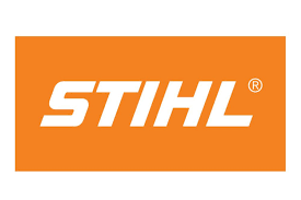 STIHL logo in white text on orange background.