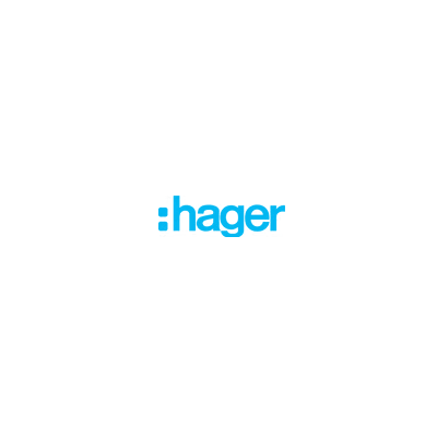 :hager logo in blue against a white background.
