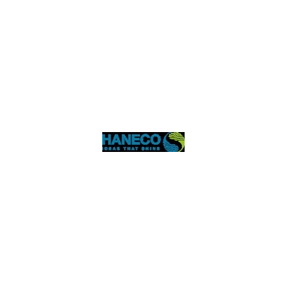 HANECO logo: blue text and seahorse symbol on white background. 