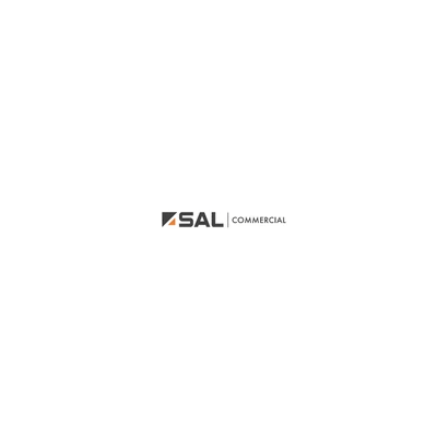 SAL COMMERCIAL logo: Black and orange chevron inside black text, with 