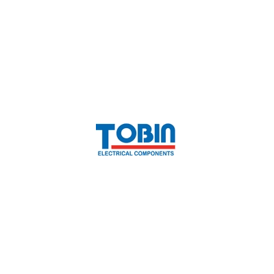 Logo for Tobin Electrical Components. Blue text on white background with red underline.