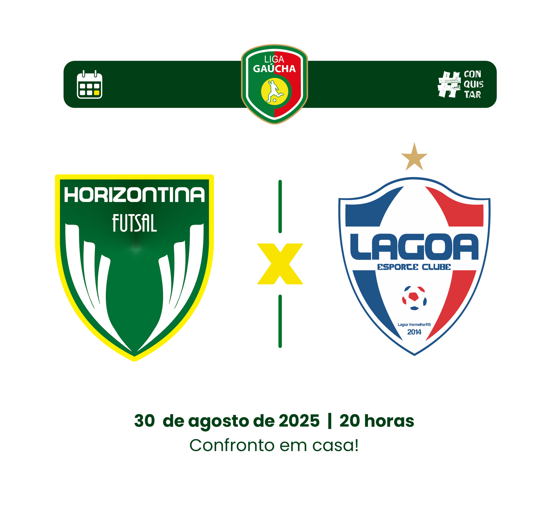 Próxima partida da liga gaúcha:
Horizontina e Guarany Espumoso, dia 28 de junho, em casa.