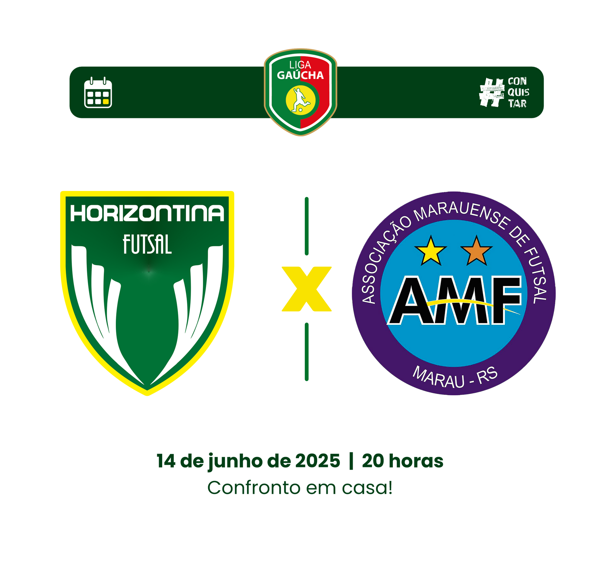 Próxima partida da liga gaúcha:
Horizontina e AMF, dia 14 de junho, em casa.