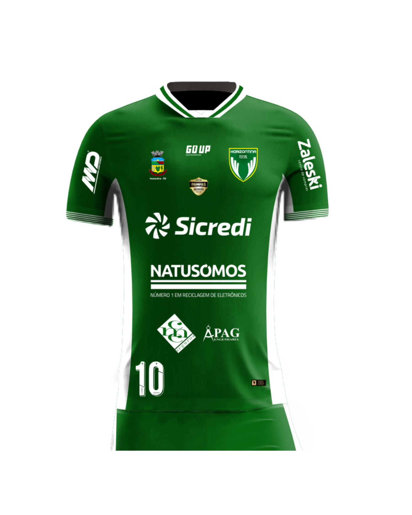 Uma camisa de futebol verde com linhas brancas.