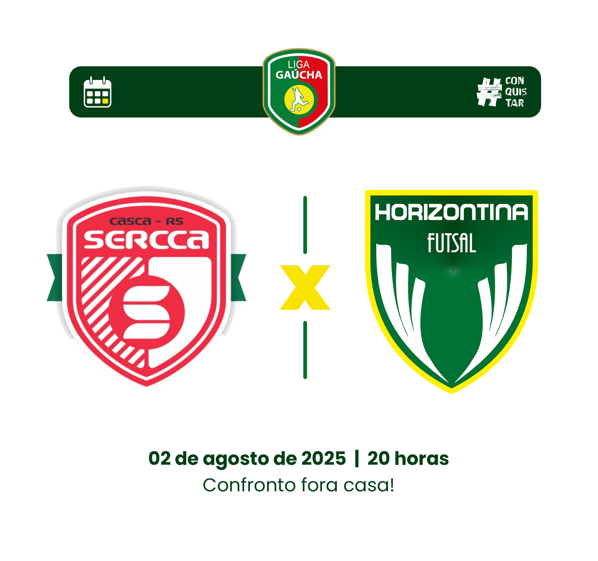 Próxima partida da liga gaúcha:
Horizontina e Guarany Espumoso, dia 28 de junho, em casa.