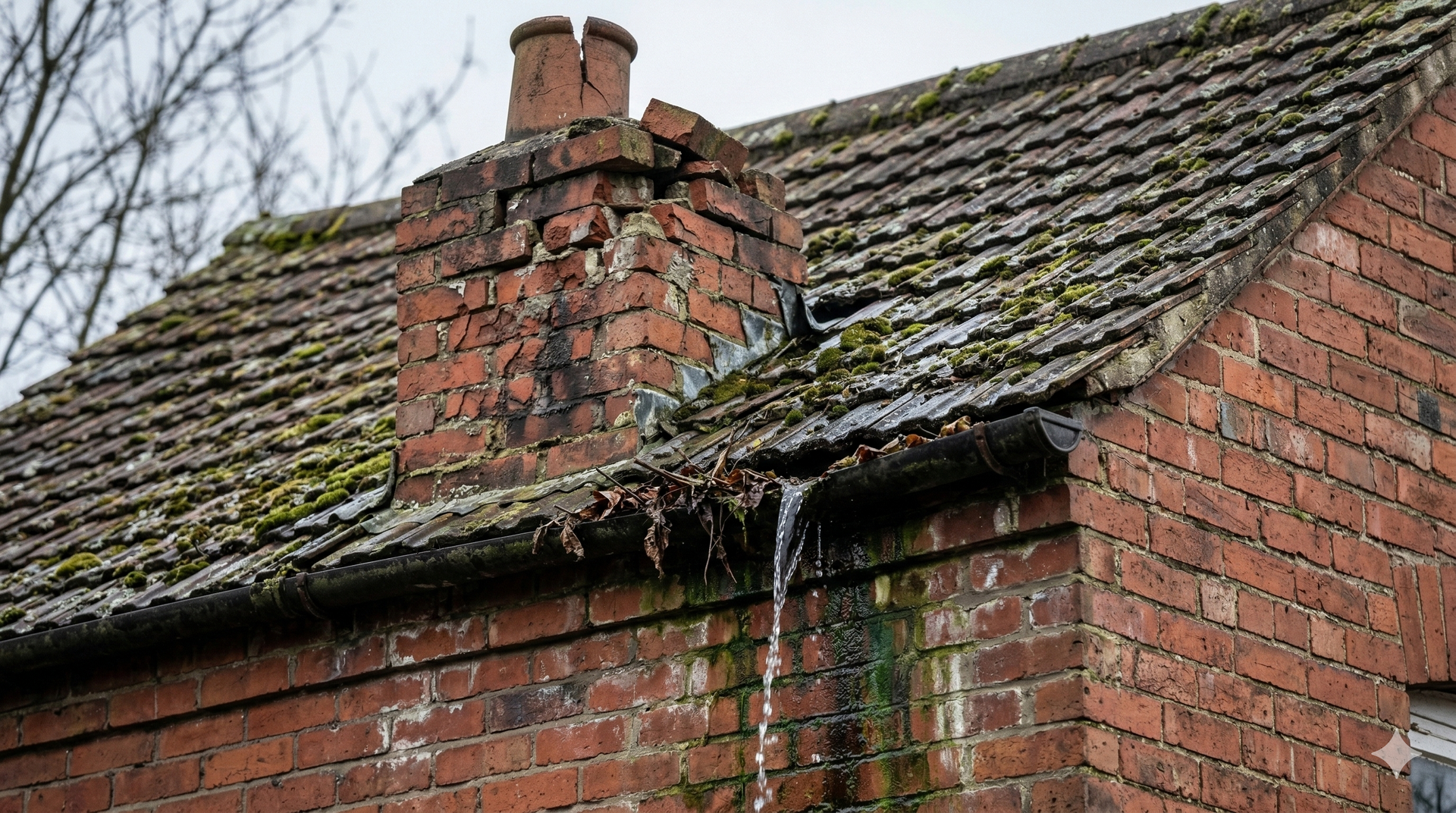 Hand pointing at a vertical crack in a brick wall.
