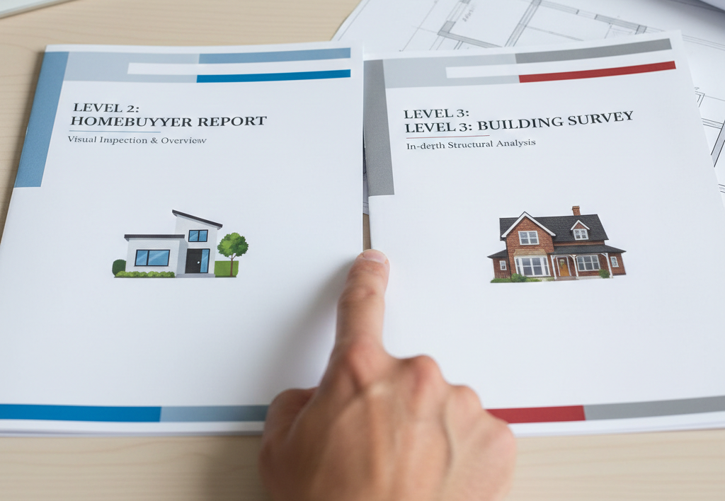 Hand pointing at two open reports: 