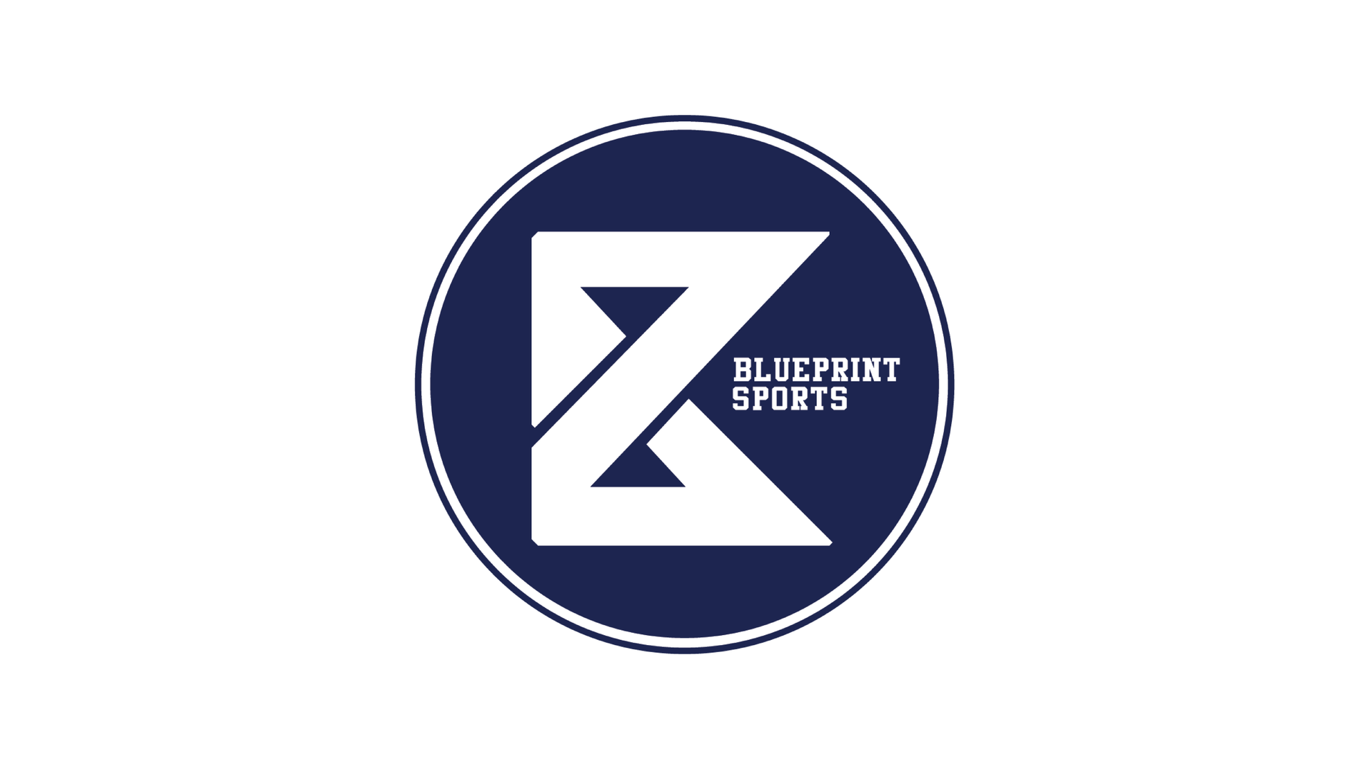 A blue and white logo for blueprint sports