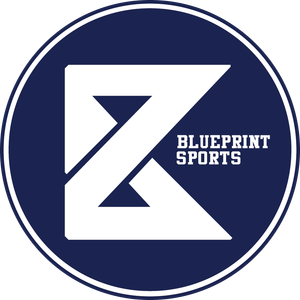 A blueprint sports logo in a blue circle