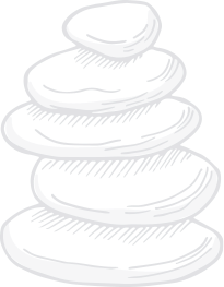 Une pile de pierres empilées les unes sur les autres sur un fond blanc.