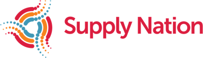 A logo for supply nation with a rainbow in the middle.