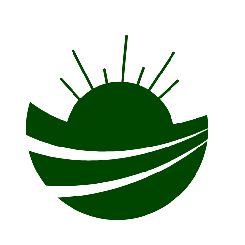 A green icon of a sun with rays coming out of it.