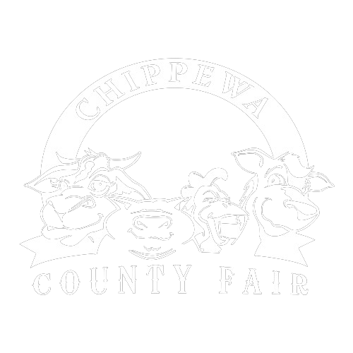 A black and white logo for the chippewa county fair