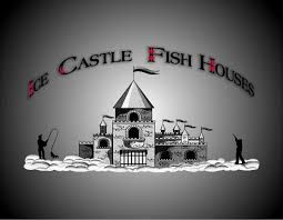 A black and white logo for castle fish houses with a castle in the middle of the ocean.