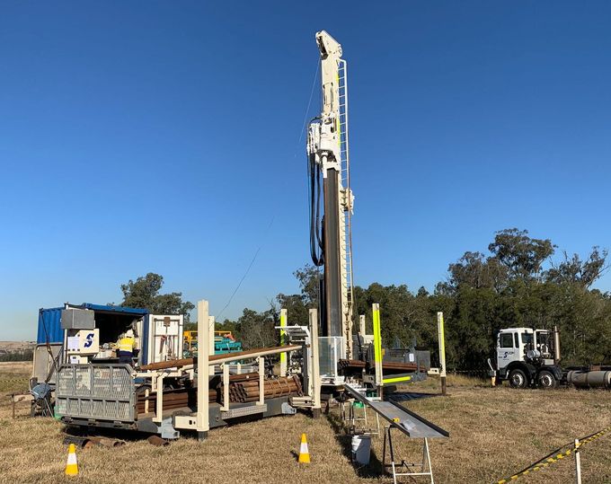 Mineral exploration equipment in the middle of a field.