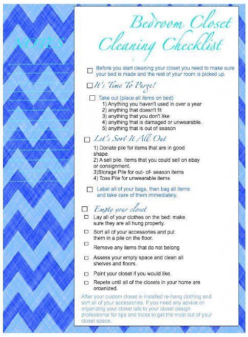 Bedroom Closet Cleaning Checklist