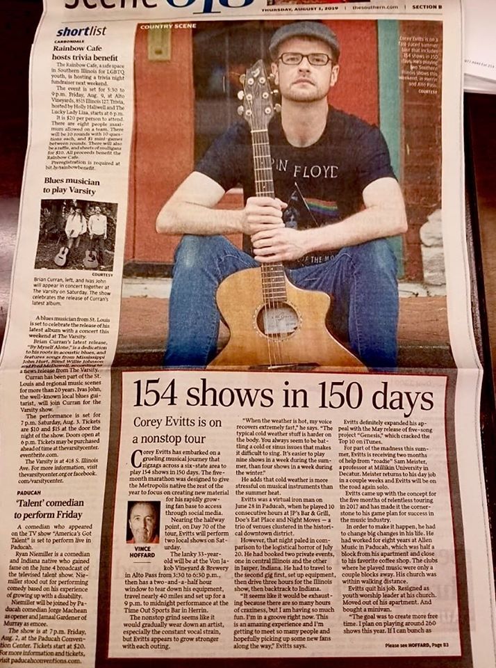 corey evitts in the paper