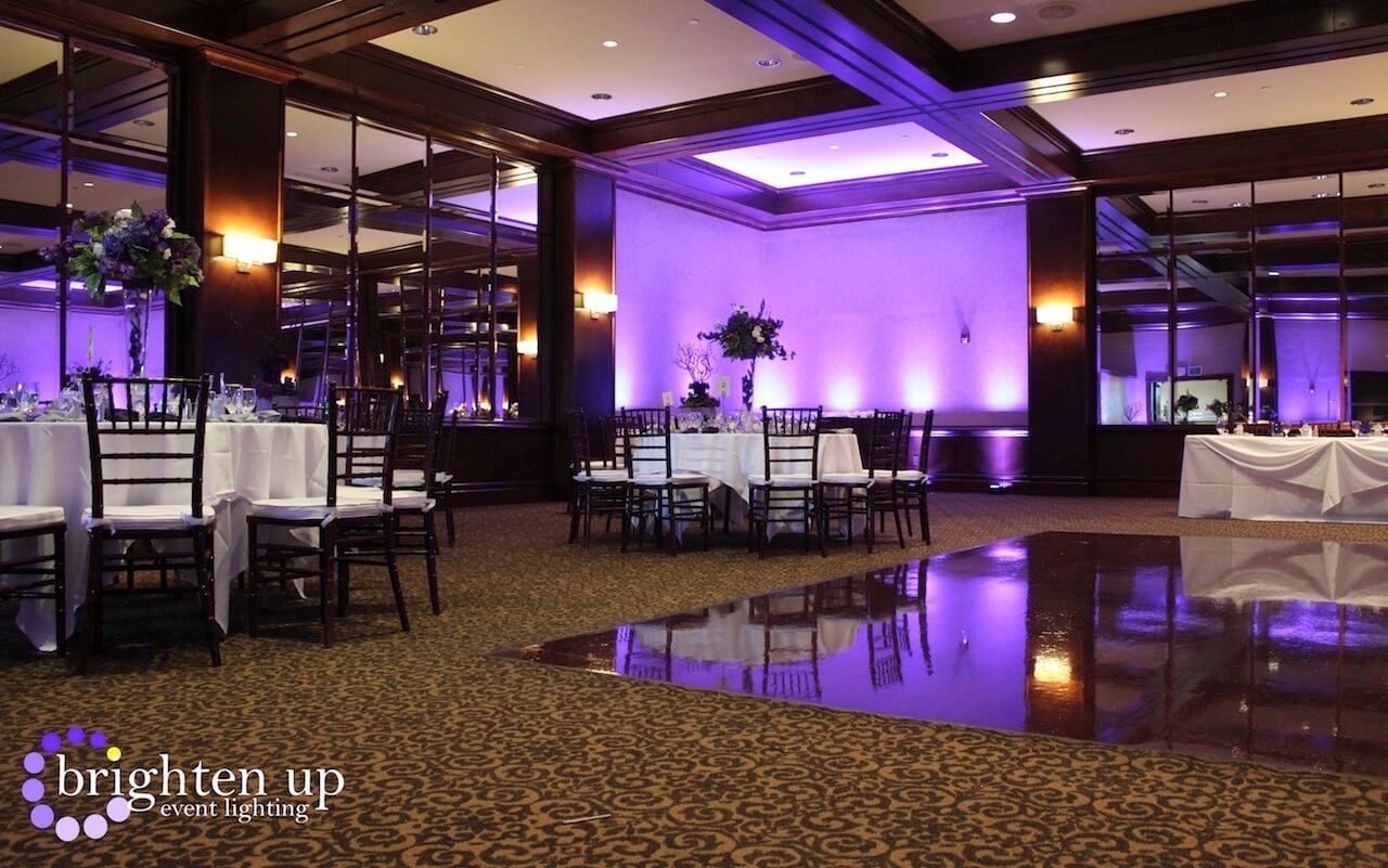 Arden Hills Resort Heritage Room Wedding Sacramento Purple Uplighting Brighten Up Event Lighting