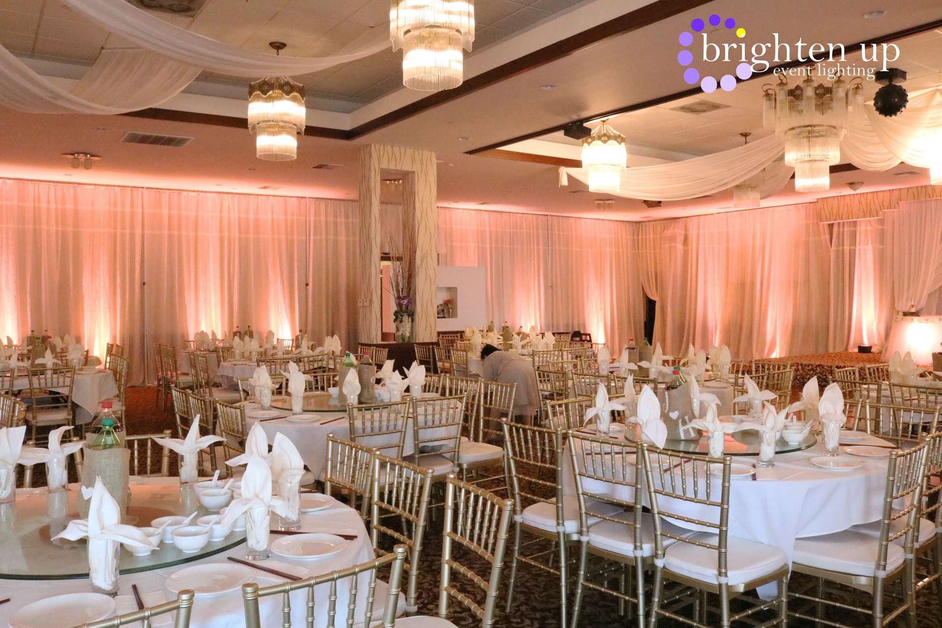 Asian Pearl Wedding Blush Up-lighting Sacramento