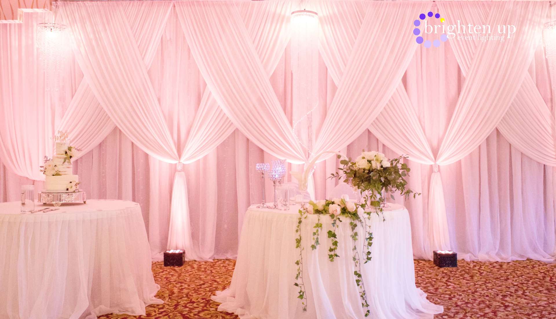 Asian Pearl Restaurant Wedding Sacramento Pink Uplighting Brighten Up Event Lighting