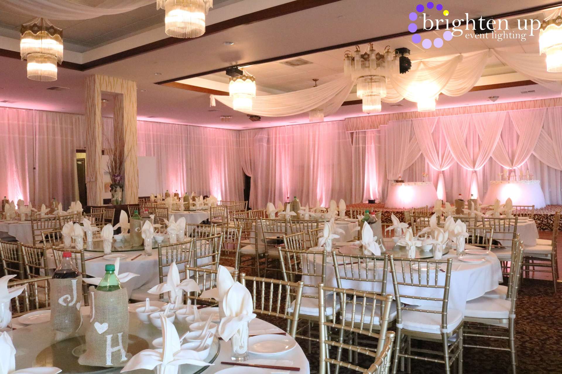 Asian Pearl Wedding Blush Pink Uplighting Sacramento