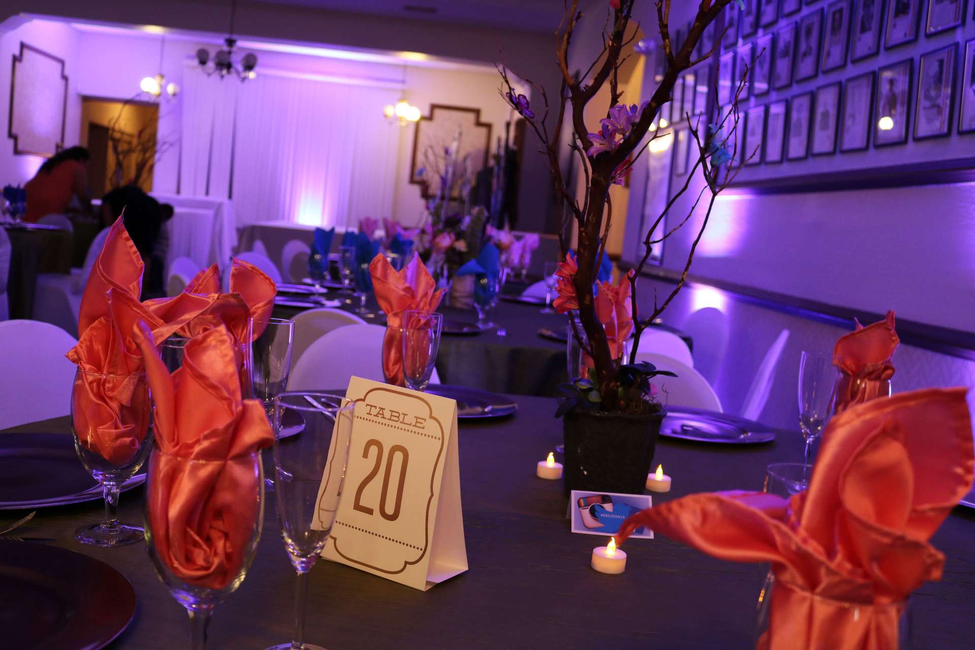 Elks Lodge Woodland Wedding Purple Uplighting Brighten Up Event Lighting