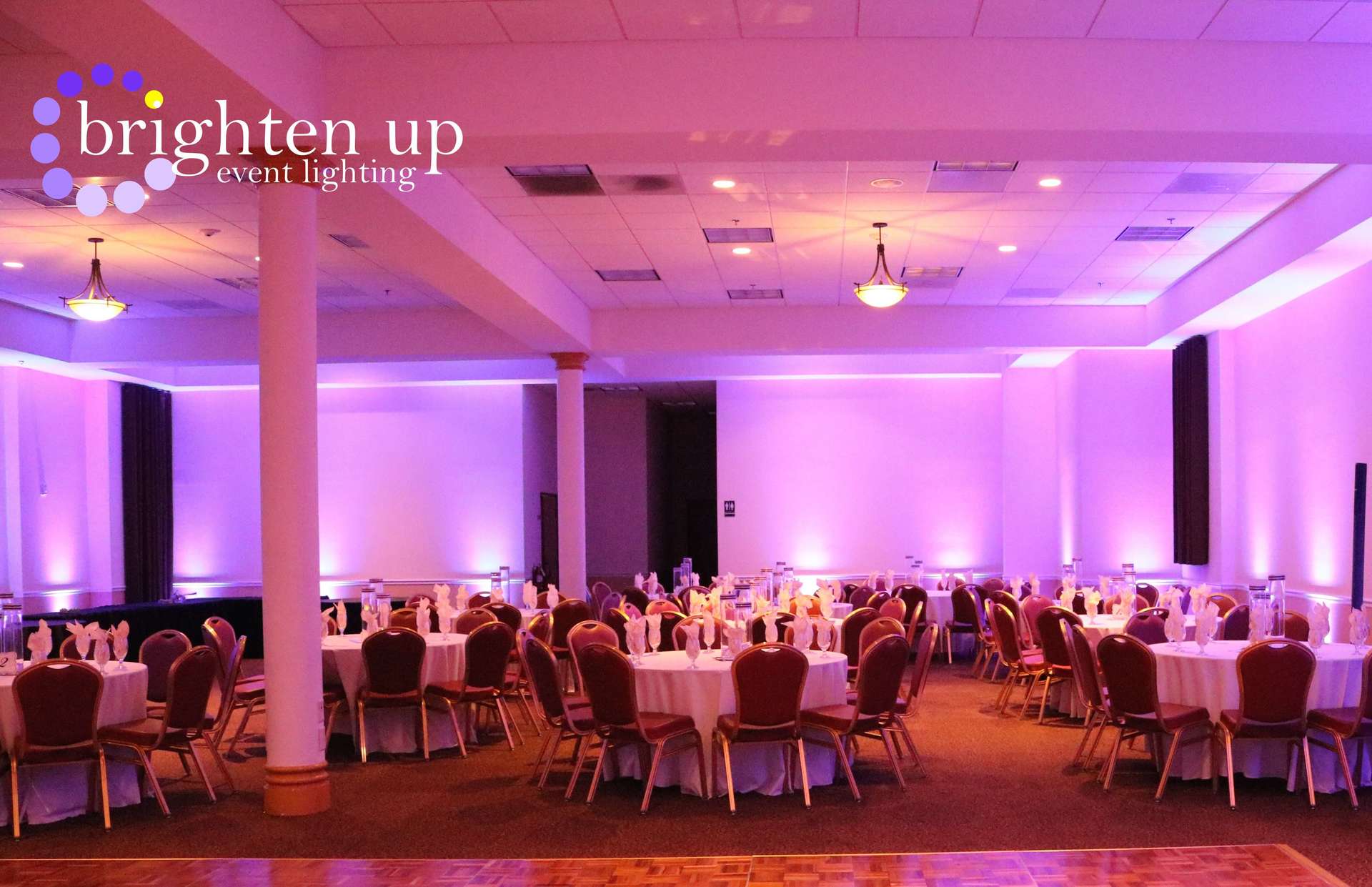 Four Points Sheraton Sacramento Wedding Soft Lilac Purple Uplighting Brighten Up Event Lighting