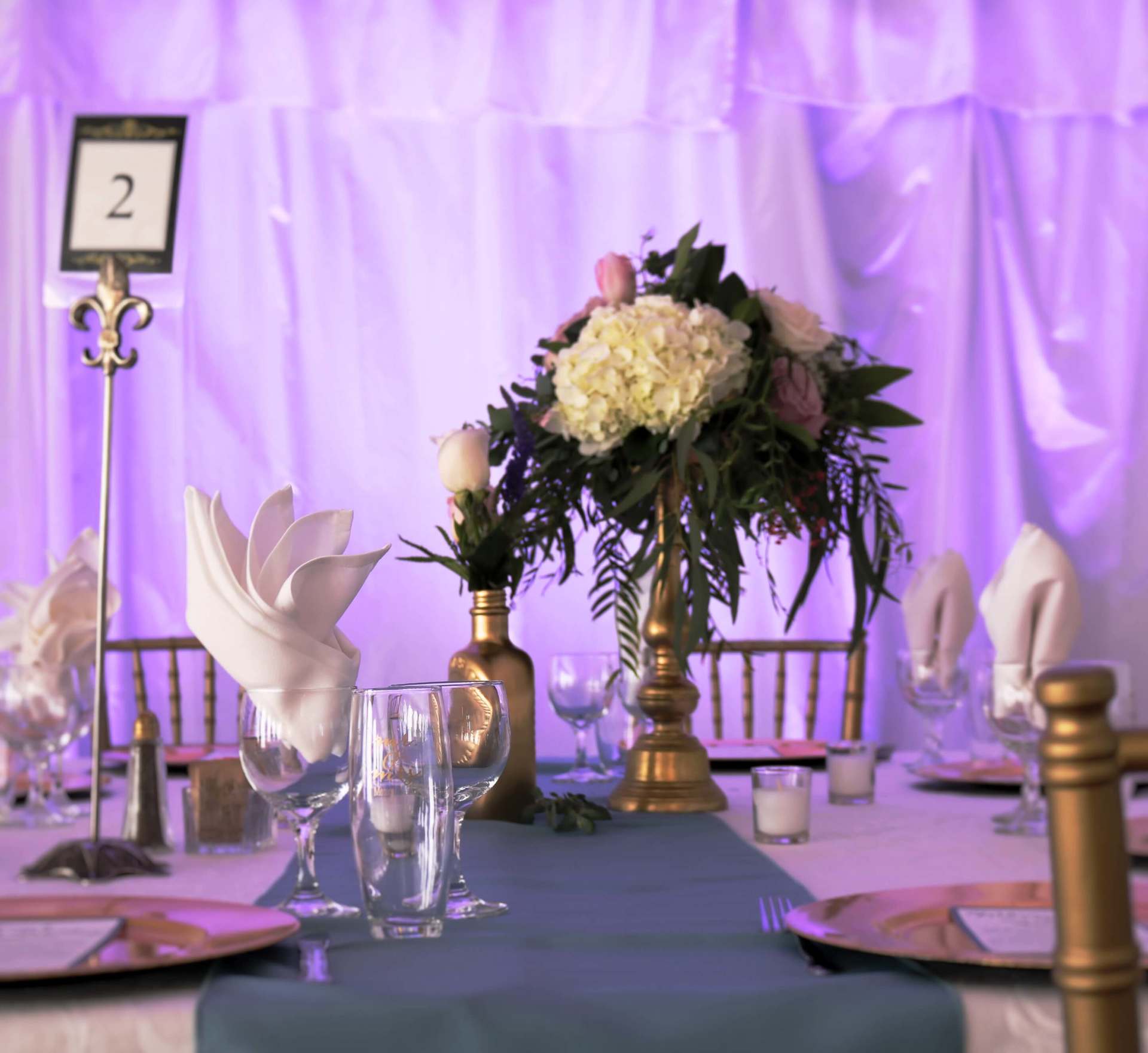 Westin Hotel Sacramento Wedding Purple Uplighting Brighten Up Event Lighting