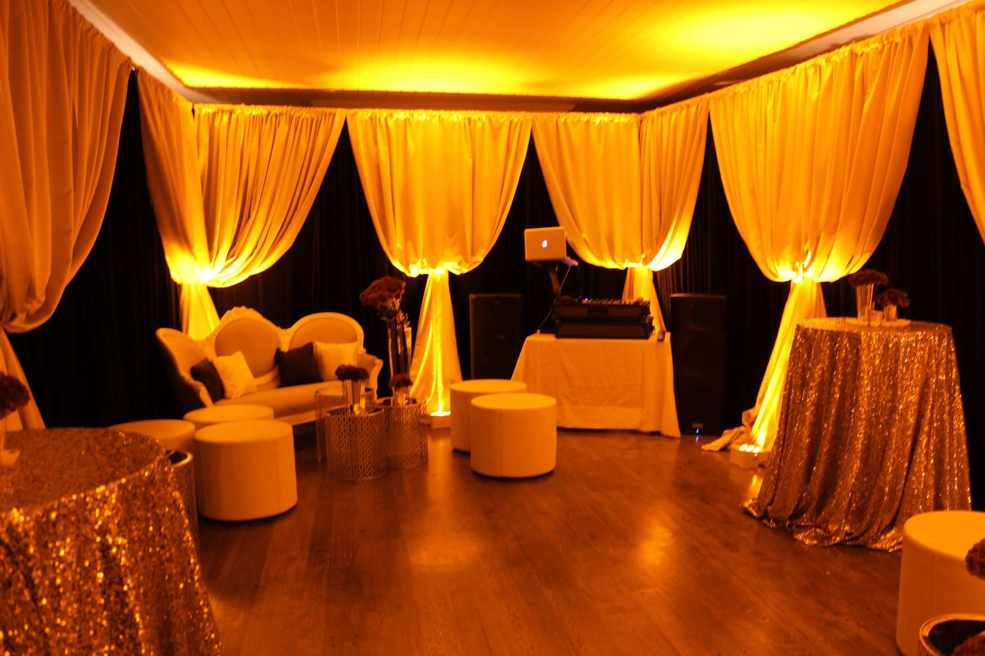 Great Gatsby Theme Party Gold Uplighting Brighten Up Event Lighting