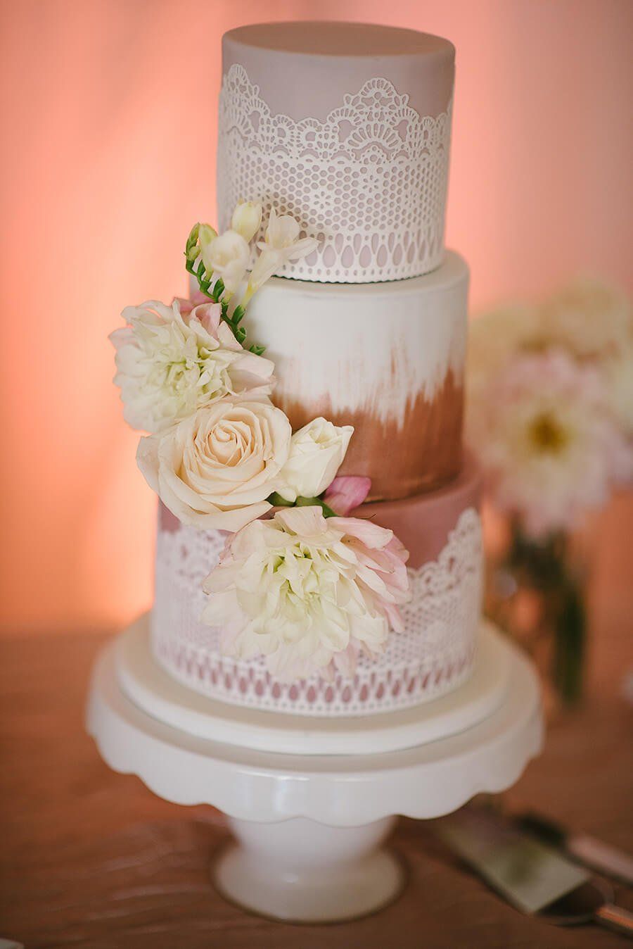 Haggin Oaks Pavilion Golf  Wedding Cake Pink Uplighting Decor