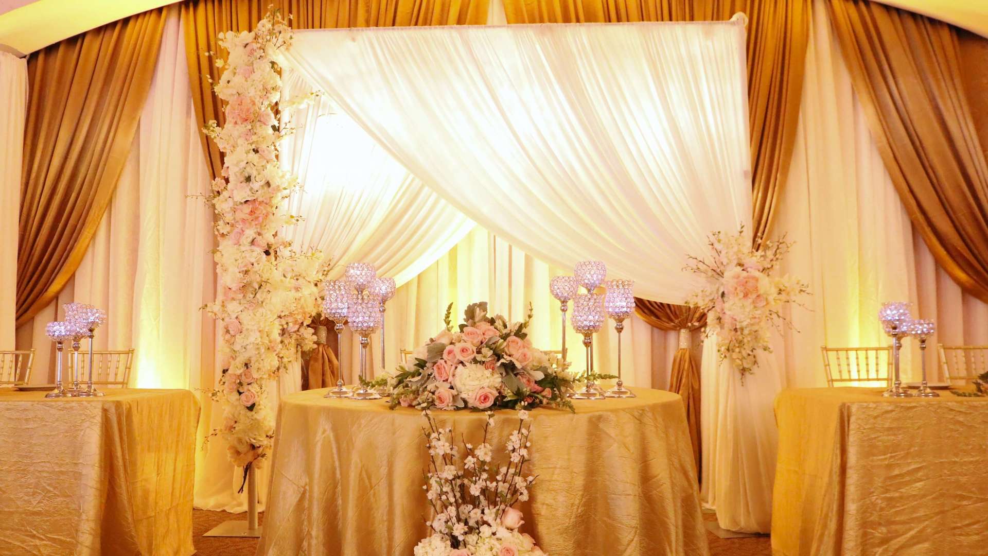 Happy Garden Restaurant Wedding Sacramento Uplighting Deep Gold Brighten Up Event Lighting