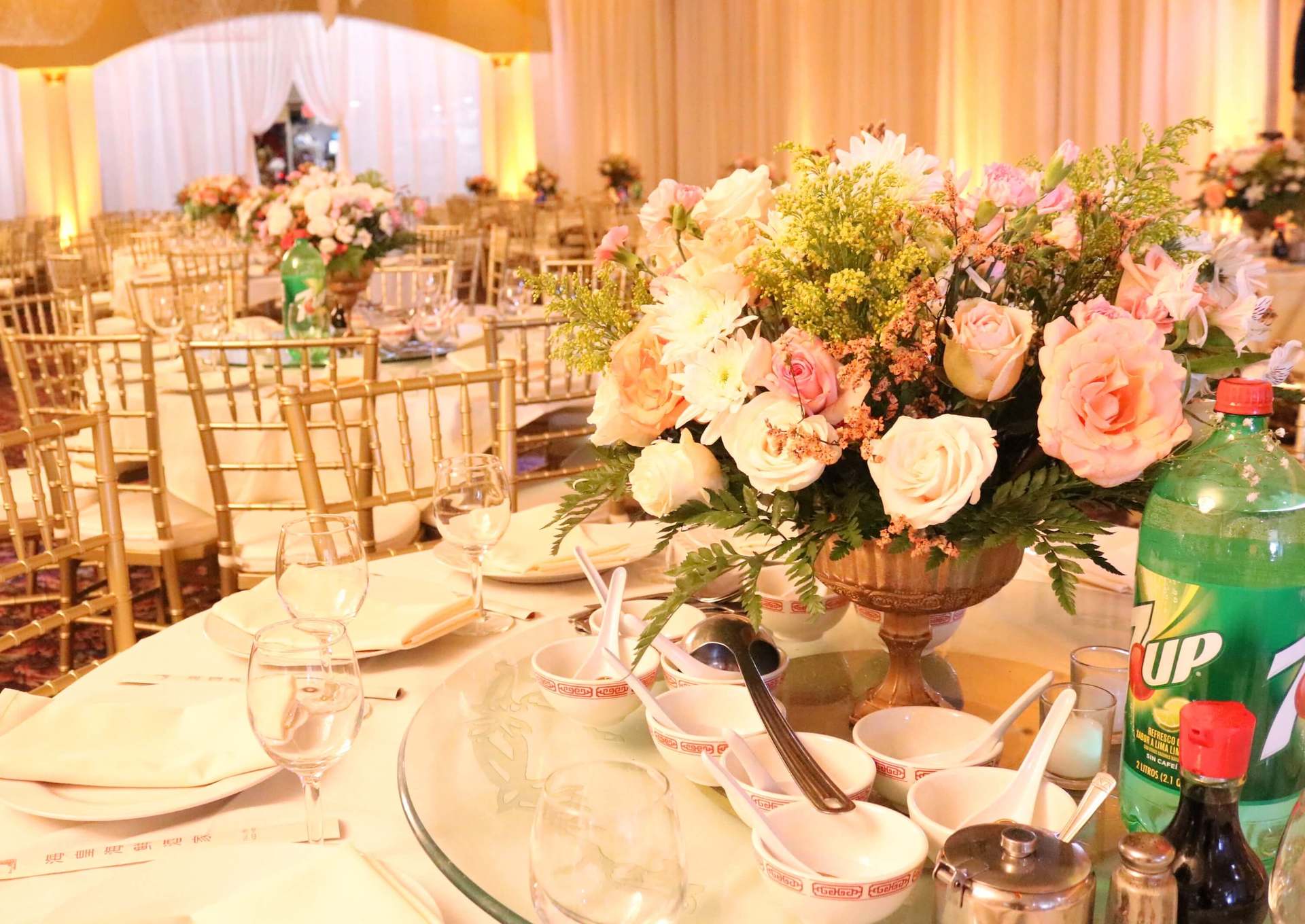 Happy Garden Restaurant Deep Gold Wedding Sacramento Uplighting Brighten Up Event Lighting