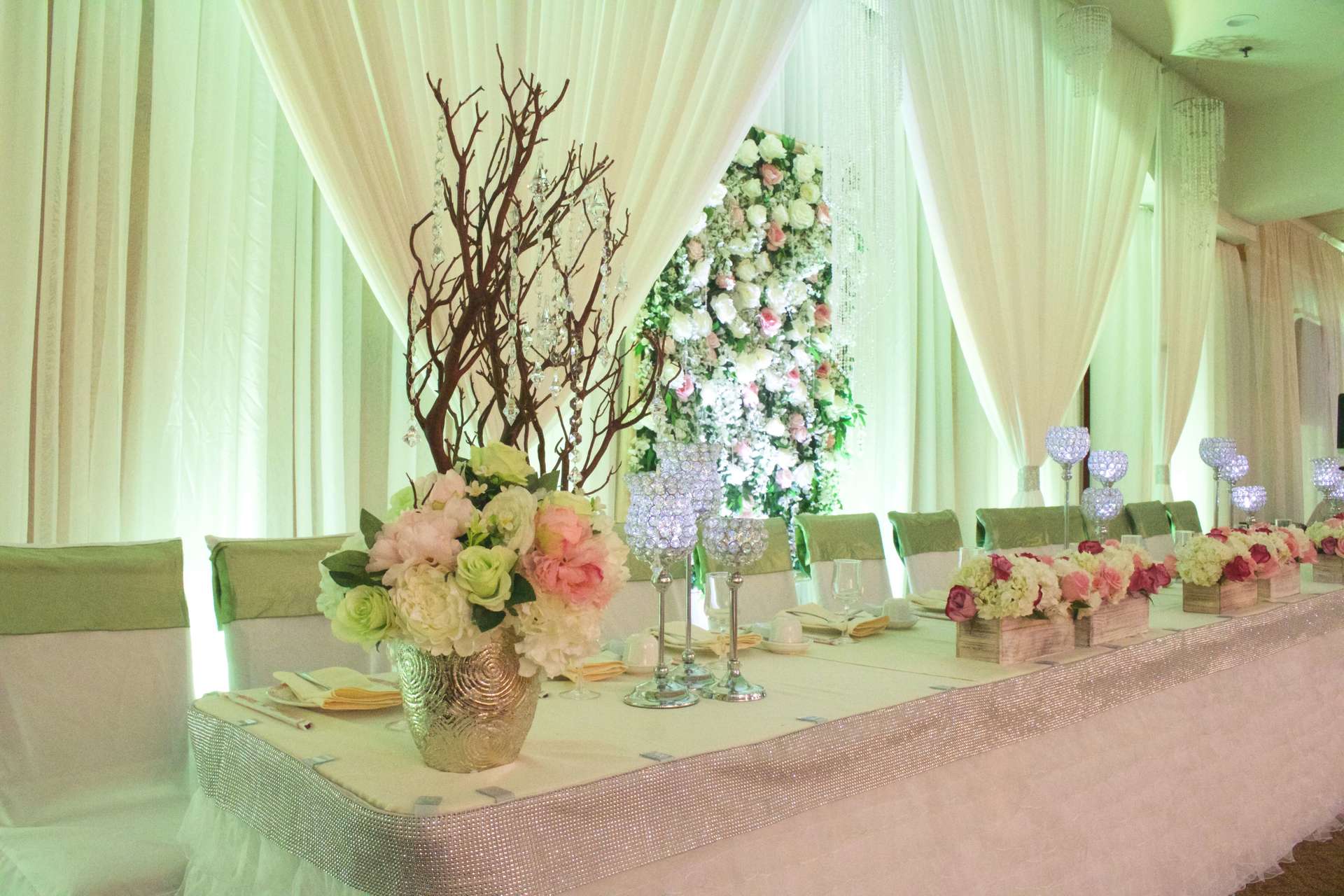 Happy Garden Restaurant Uplighting Green Wedding Sacramento Brighten Up Event Lighting​