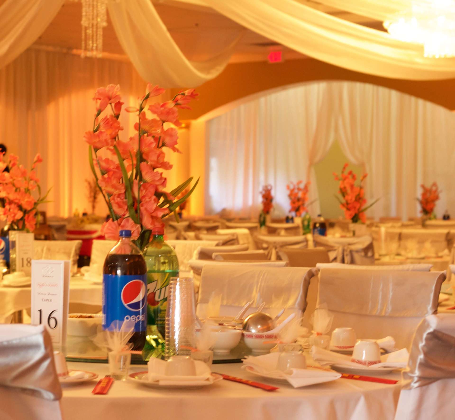 Happy Garden Restaurant Orange Wedding Sacramento Brighten Up Event Lighting Orange