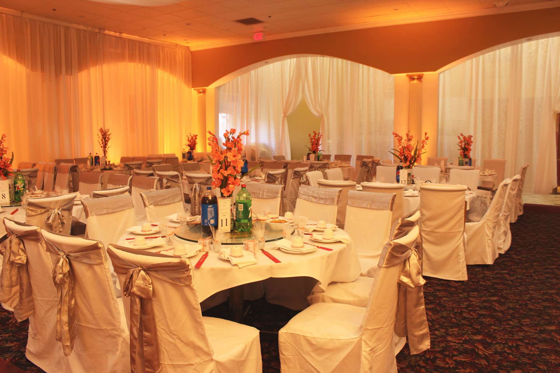 Happy Garden Restaurant Wedding Sacramento Brighten Up Event Orange Lighting Orange