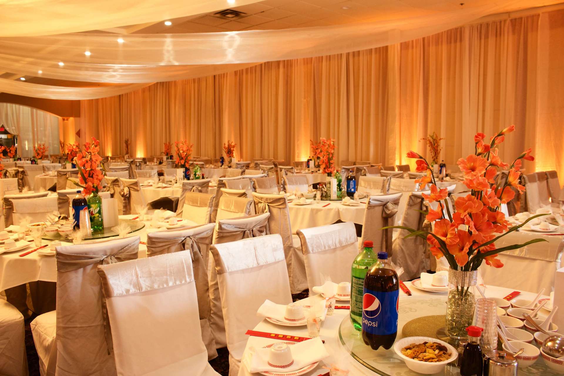 Happy Garden Restaurant Wedding Sacramento Brighten Up Event Lighting Orange