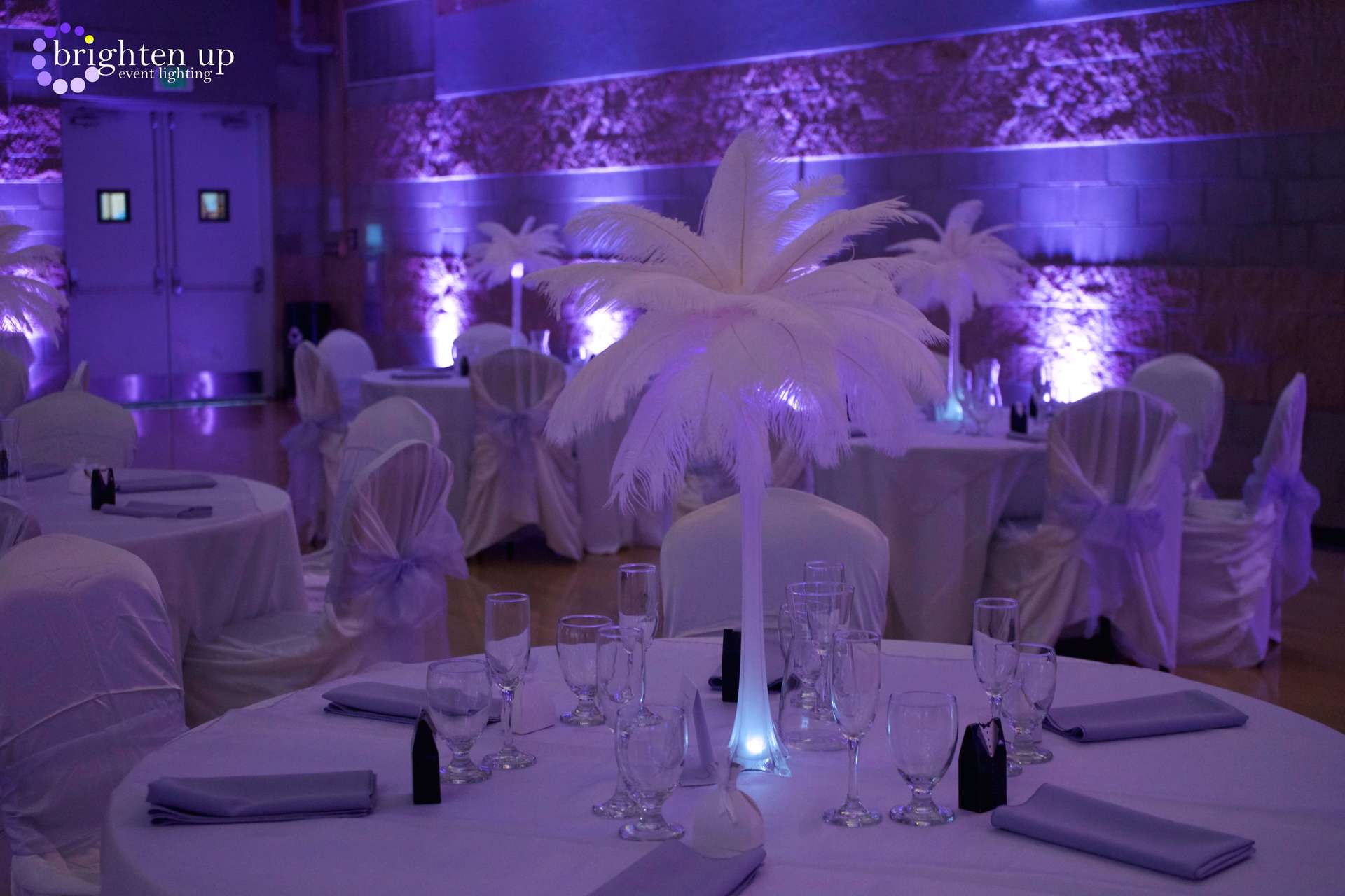 Laguna Town Hall Elk Grove Purple Centerpiece Wedding Brighten Up Event Lighting     M