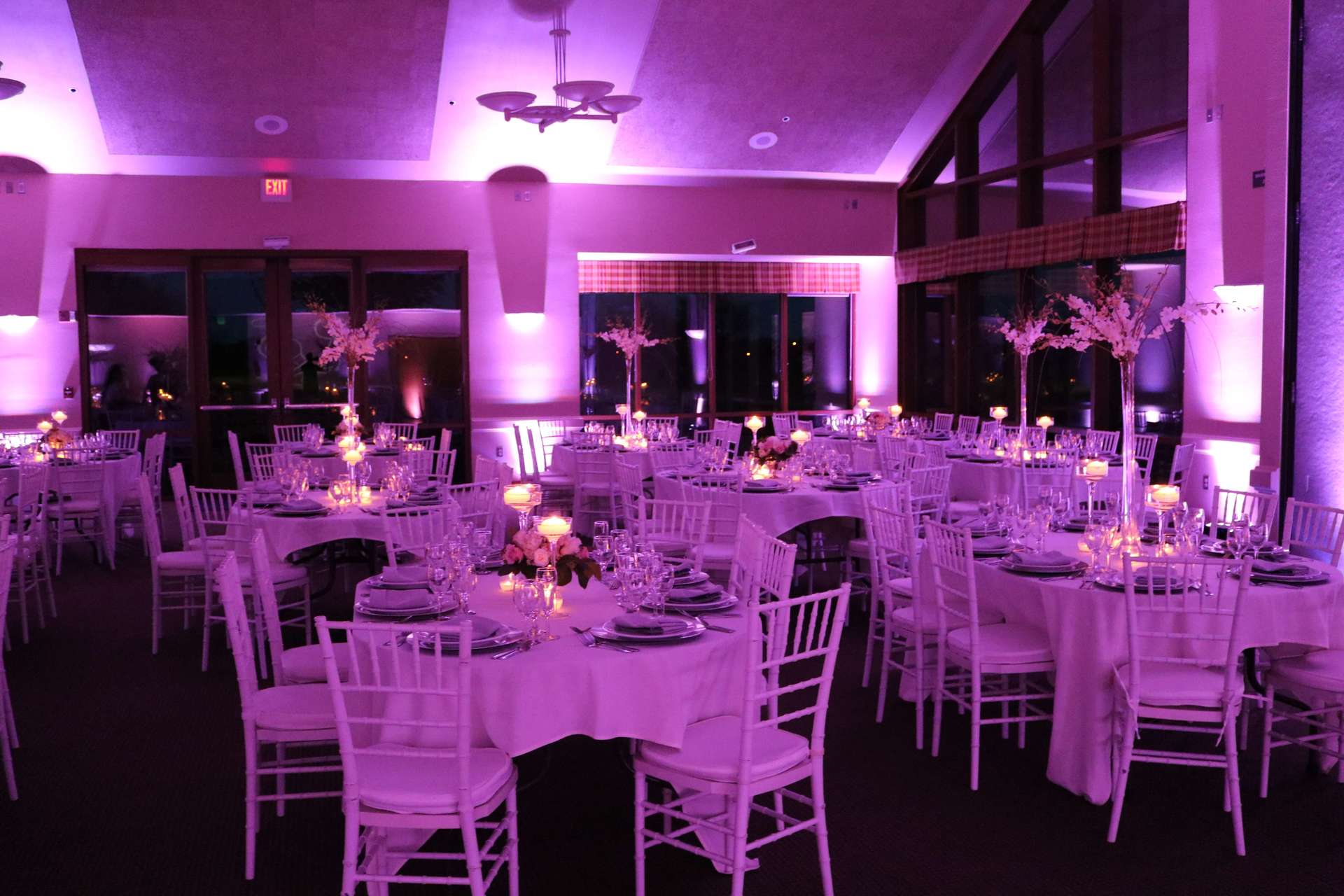 Clubhouse at Woodcreek Roseville Wedding Purple Uplighting Brighten Up Event Lighting