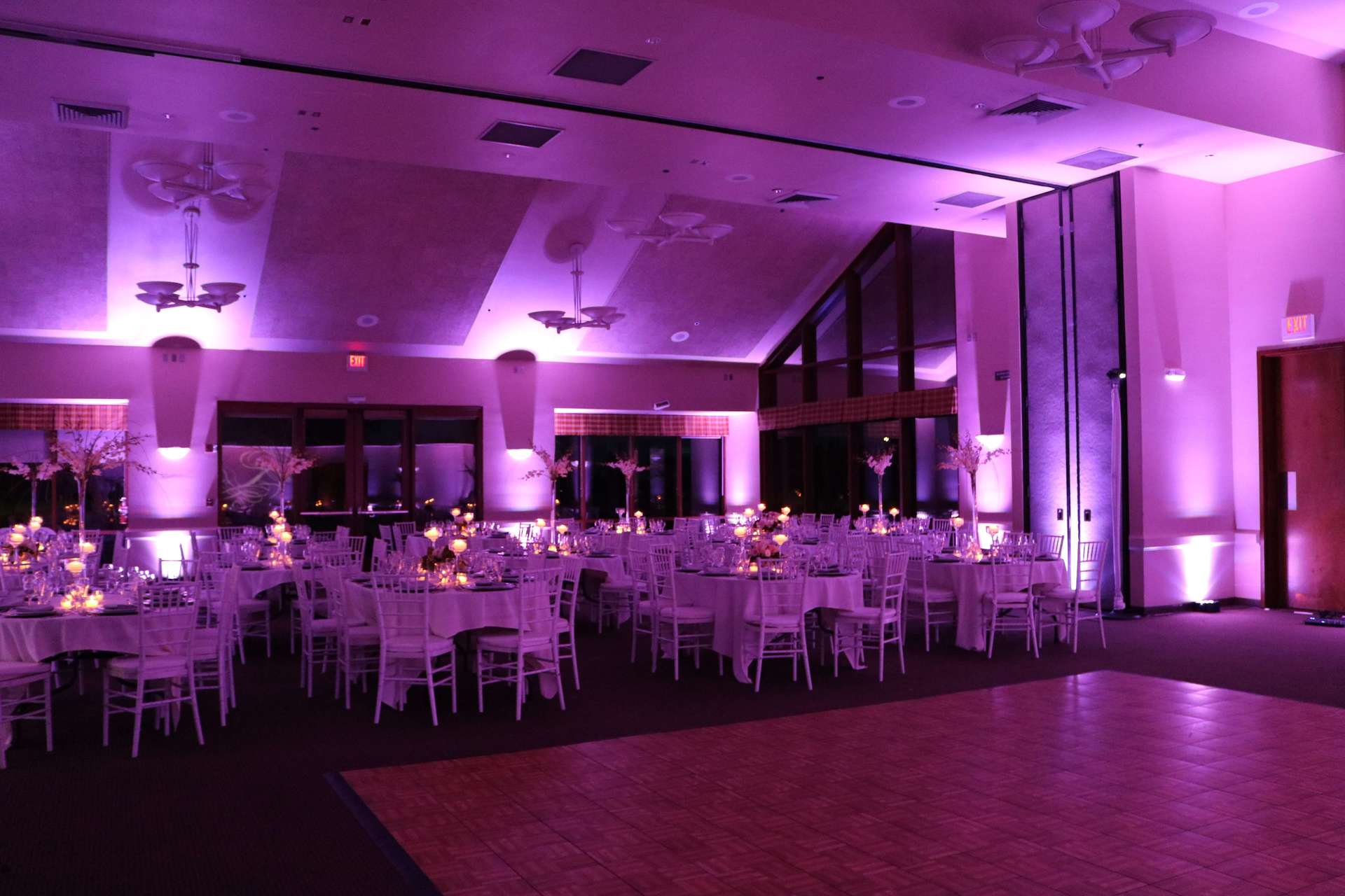 Clubhouse at Woodcreek Roseville Wedding Purple Magenta Uplighting Brighten Up Event Lighting