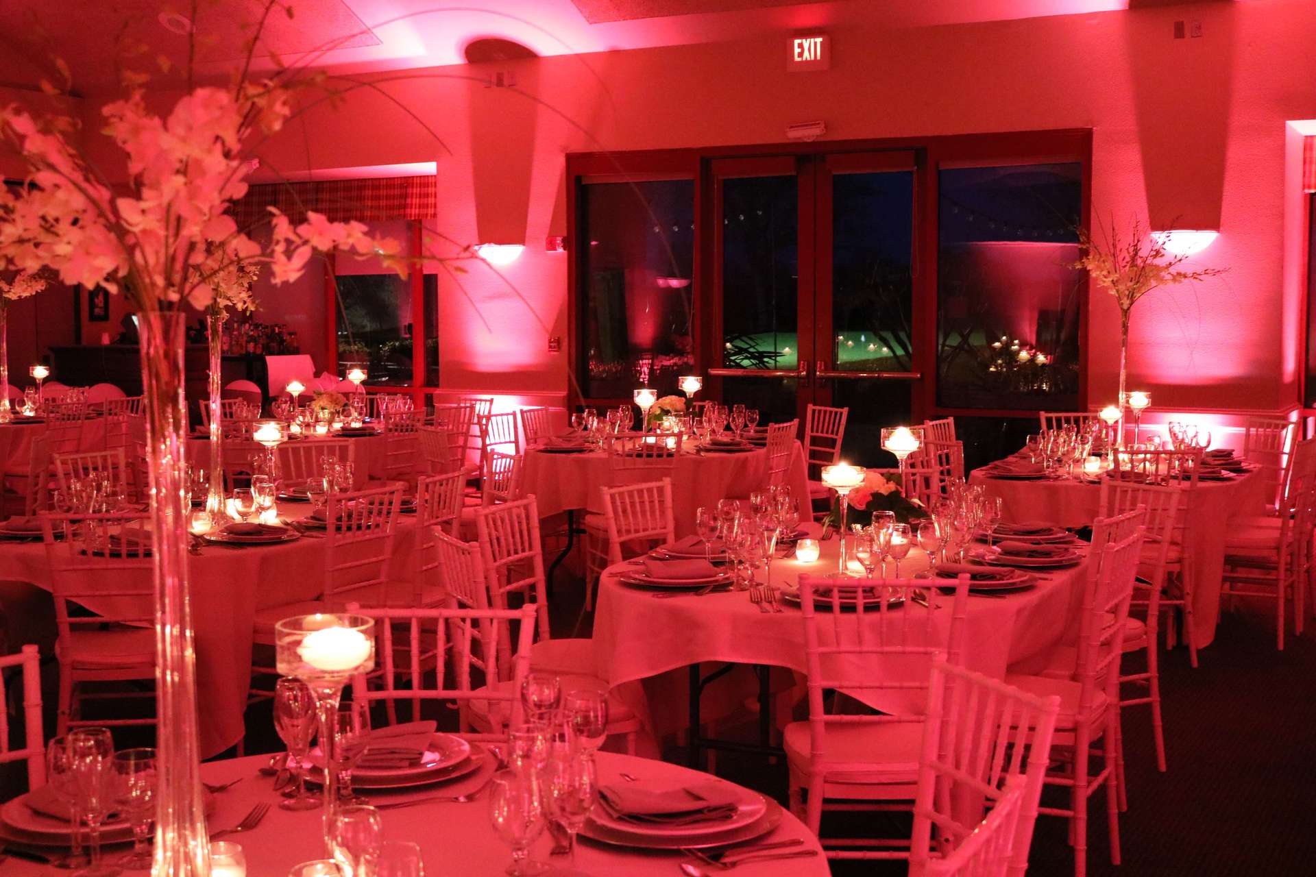 Woodcreek Roseville Wedding Red Uplighting Brighten Up Event Lighting