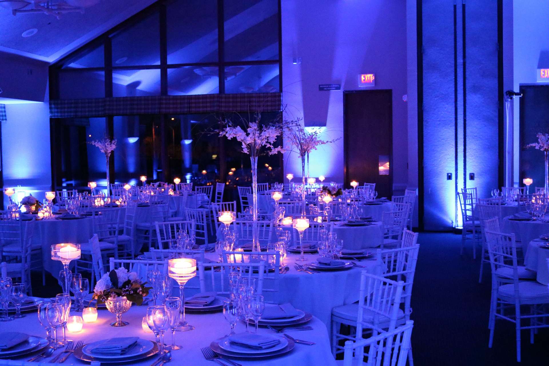 Woodcreek Roseville Wedding Deep Royal Blue Uplighting Brighten Up Event Lighting