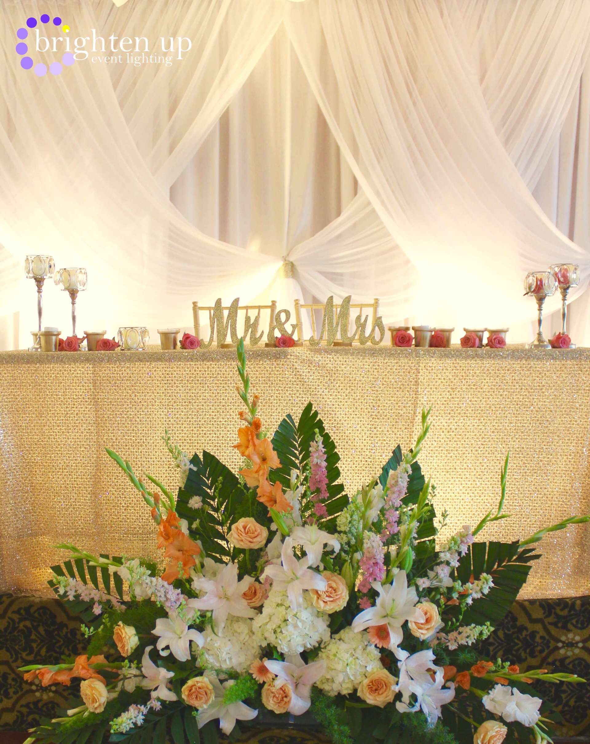 Rice Bowl Restaurant Wedding Uplighting Brighten Up Event Lighting​ Gold