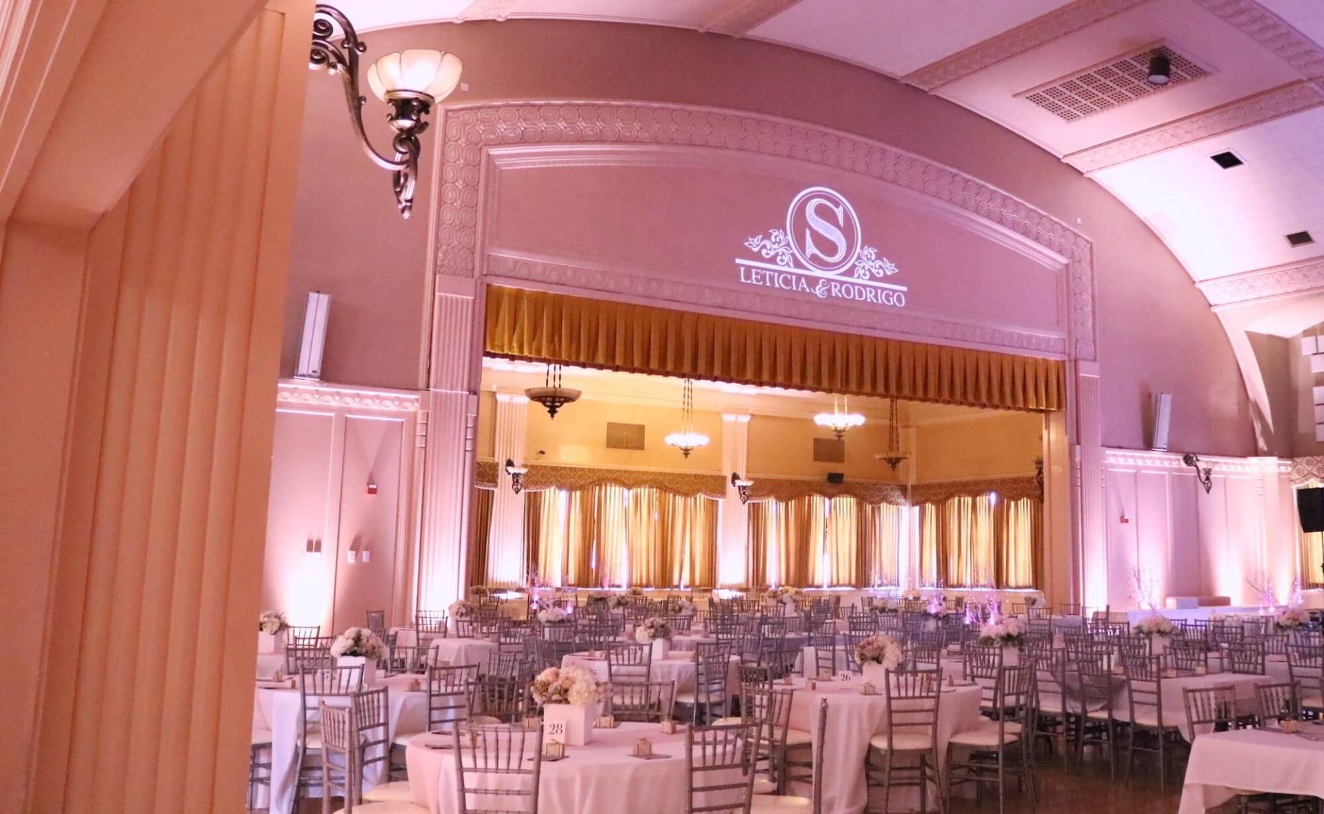 woodcreek Roseville wedding custom monogram with event lighting